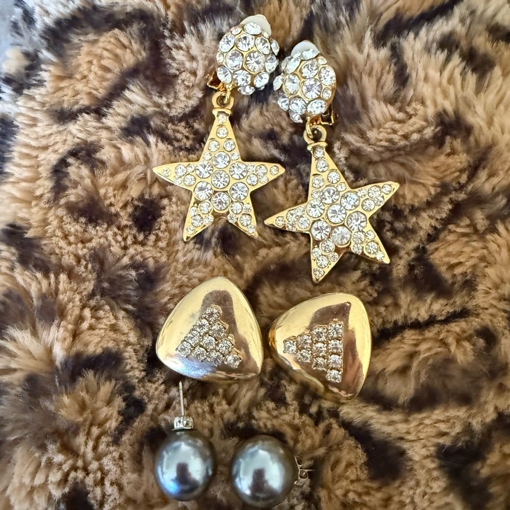 Gold and Silver Star Earrings Set